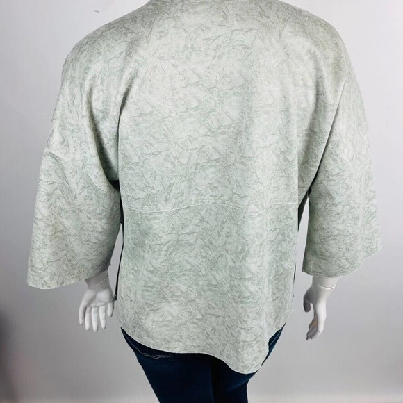 Solitaire Womans Open Front Topper Sz Large 3/4 Sleeve Green Stretch - Picture 9 of 9